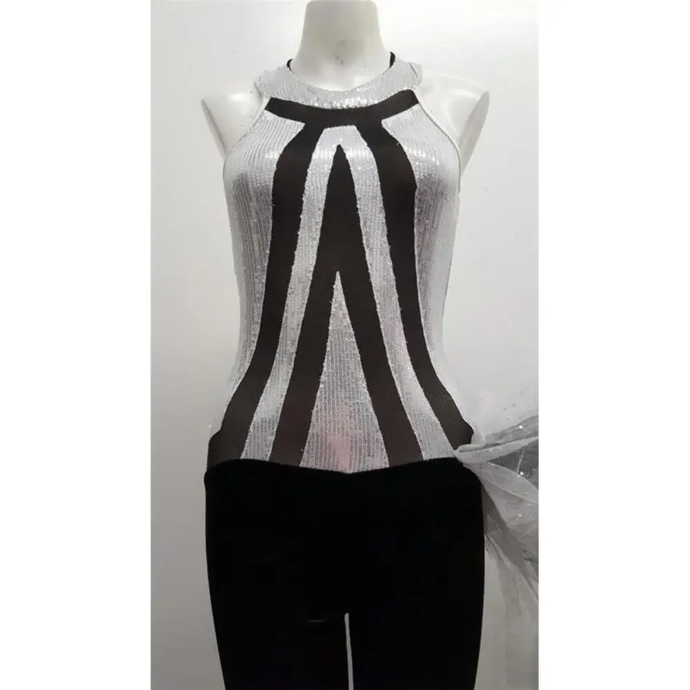 Pre-Owned Dance Costume Art Stone 26477 XL Child Silver Jazz